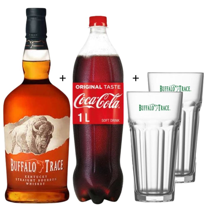 Buffalo Trace Bourbon + Free 1L Coke + 2 Free Glasses