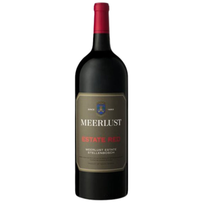 Wine bottle with a label on a white background