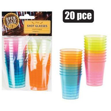 Shot Glasses Colourful Disposable 20 pc - Mothercity Liquor